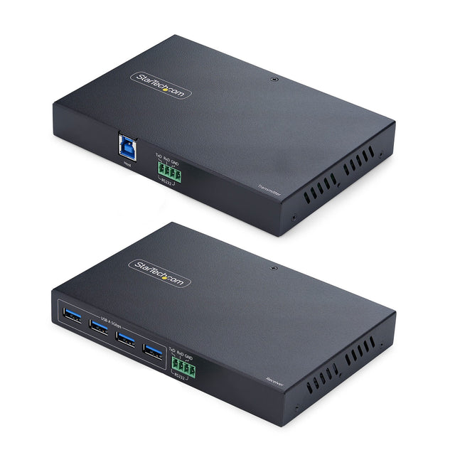 StarTech.com 4-Port USB 3.0 Extender over Ethernet up to 330ft (100m) via Cat6a / Cat7 / Cat8 RJ45 Cable, Extension for Remote USB Devices, 4x USB-A 5Gbps Hub, TAA