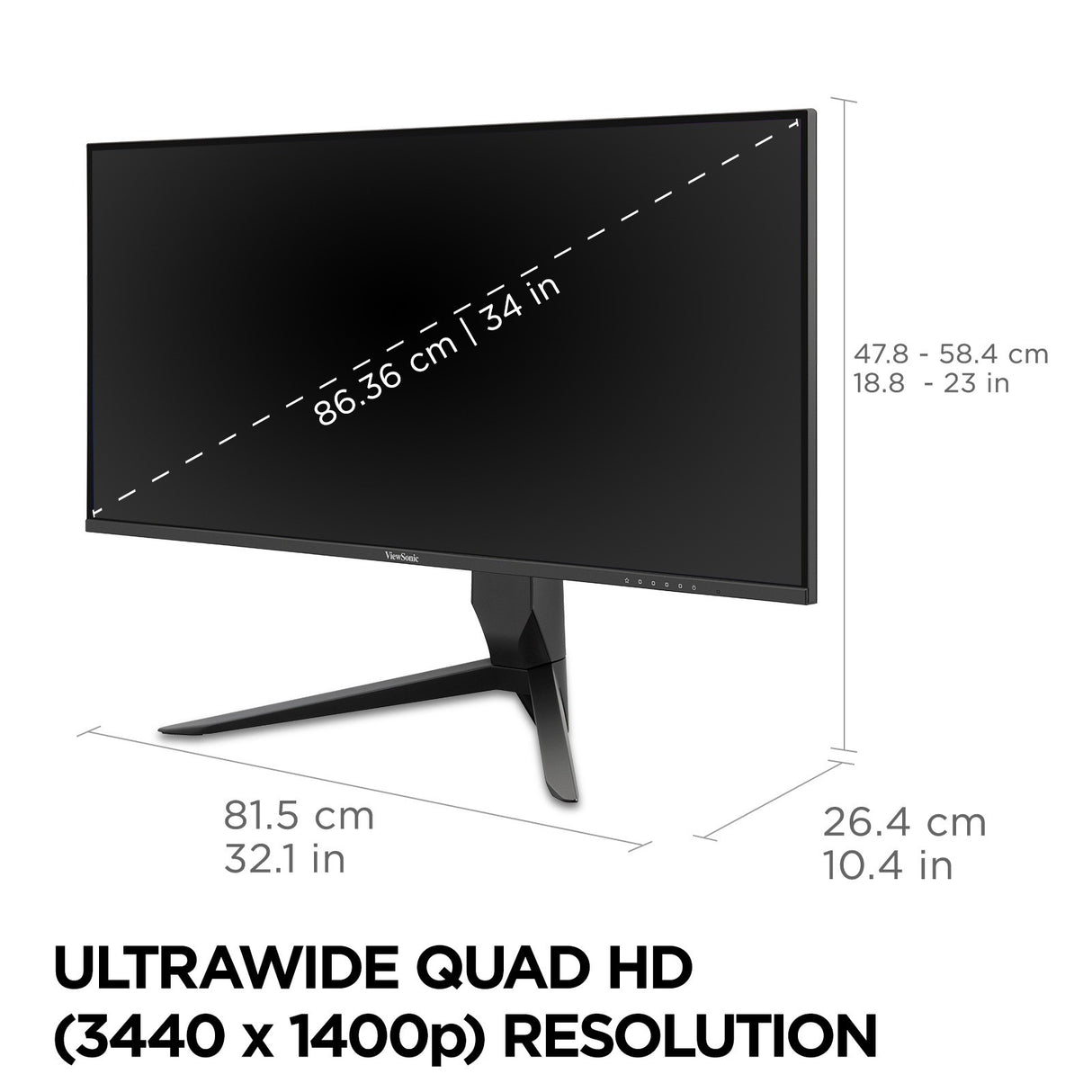Viewsonic VX Series VX3418-2K computer monitor 86.4 cm (34") 3440 x 1440 pixels UltraWide Quad HD LED Black