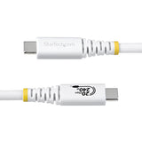 StarTech.com 2m (6ft) USB4 Cable, 20Gbps, USB-IF Certified USB-C Cable, 240W PD EPR, 4K 120Hz DP 2.1, TPE Jacket, White USB-C Cord