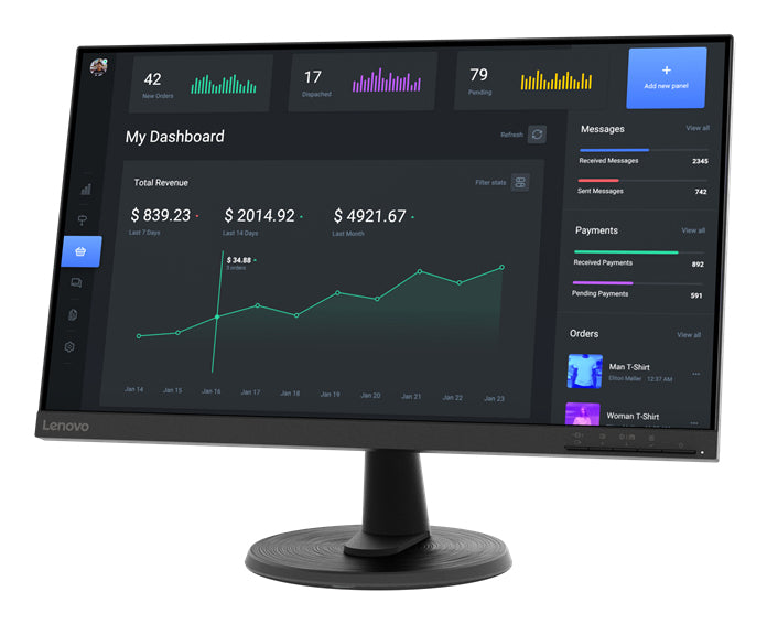 Lenovo D24-40 computer monitor 60.5 cm (23.8") 1920 x 1080 pixels Full HD LED Black