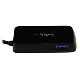 StarTech.com Portable 4 Port SuperSpeed Mini USB 3.0 Hub - 5Gbps - Black - TAA