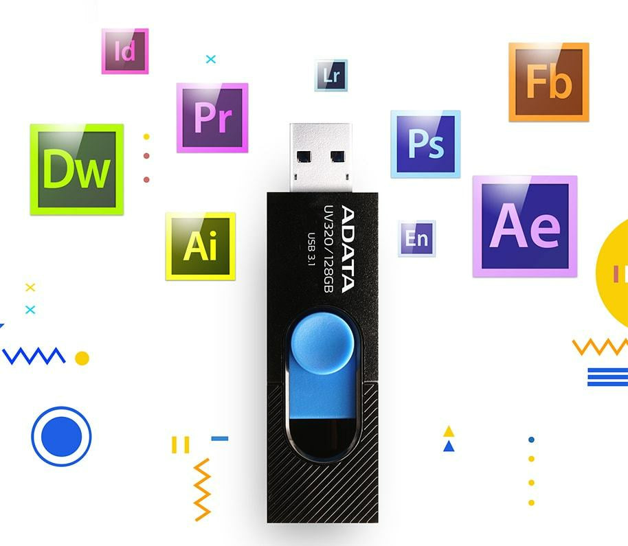 ADATA UV320 USB flash drive 128 GB USB Type-A 3.2 Gen 1 (3.1 Gen 1) Black, Blue