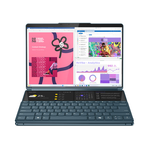 Lenovo Yoga Book 9 13IMU9 Intel Core Ultra 7 155U Hybrid (2-in-1) 33.8 cm (13.3") Touchscreen 2.8K 16 GB LPDDR5x-SDRAM 1 TB SSD Wi-Fi 6E (802.11ax) Windows 11 Home Teal English, French