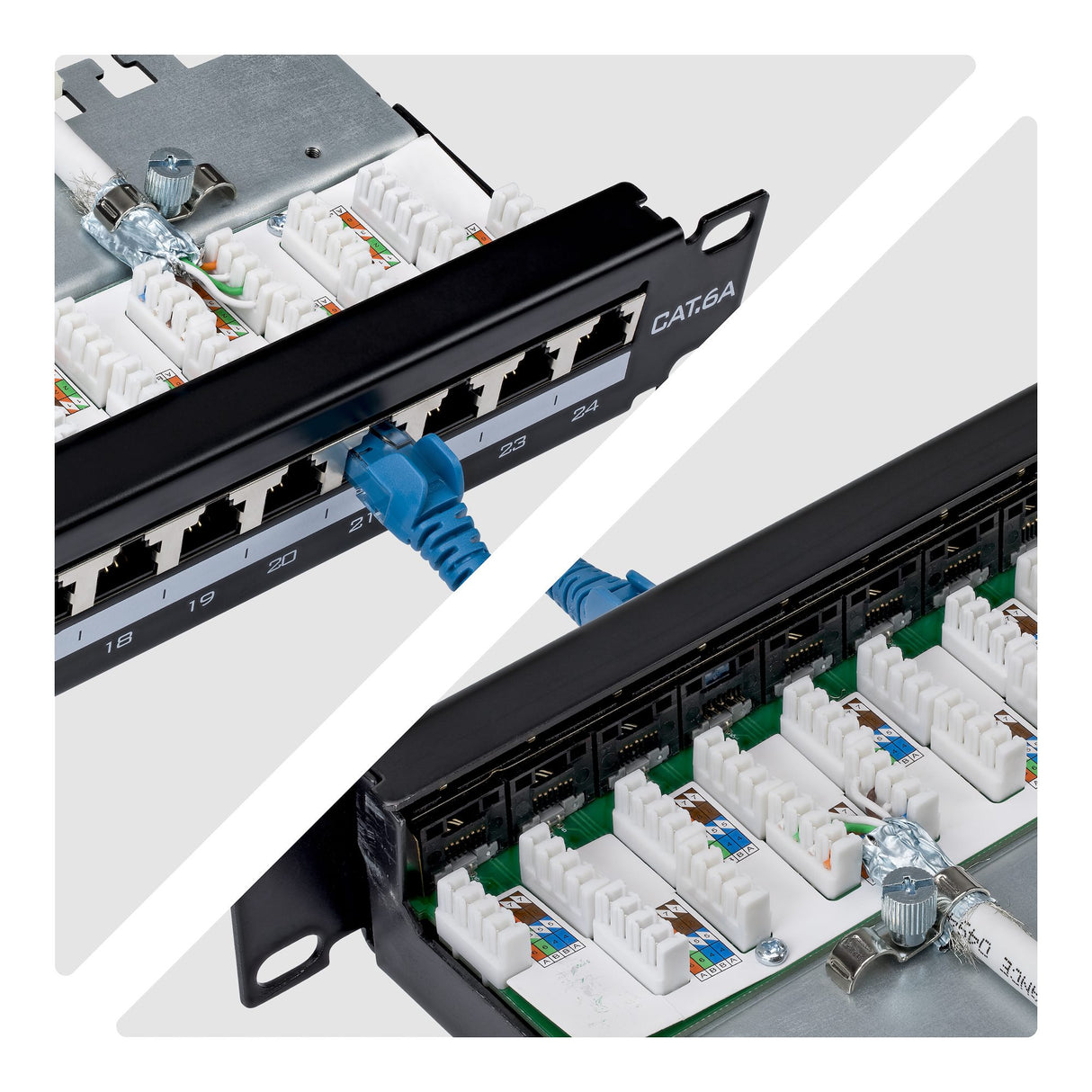 StarTech.com 24 Port 1U Shielded Cat6A Patch Panel, 110 Punch Down, Rackmount Cat6A RJ45 STP Ethernet Patch Panel