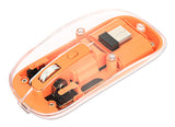 Manhattan Transparent Rechargeable Wireless Mouse, Clear/Orange, Adjustable 800/1200/1600dpi, With RGB LED light, 2.4Ghz (effective range up to 10m), USB, Optical, Ambidextrous, Four Button with Scroll Wheel, Slim Design, USB-A micro receiver...