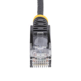 StarTech.com 9in Black Slim CAT6 Ethernet Cable, Snagless, 100W PoE, UTP, LSZH, 28AWG Pure Bare Copper Wire, Slim RJ45 Network Patch Cord w/Strain Reliefs, Individually Tested