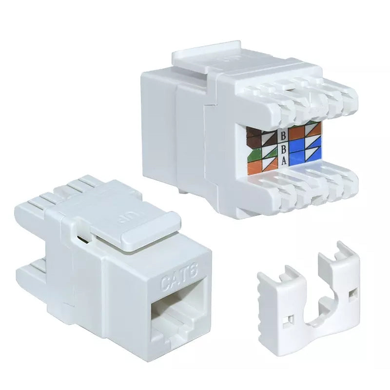 Keystone Jack Cat6A 180 Degree UTP 110 Punch Down White