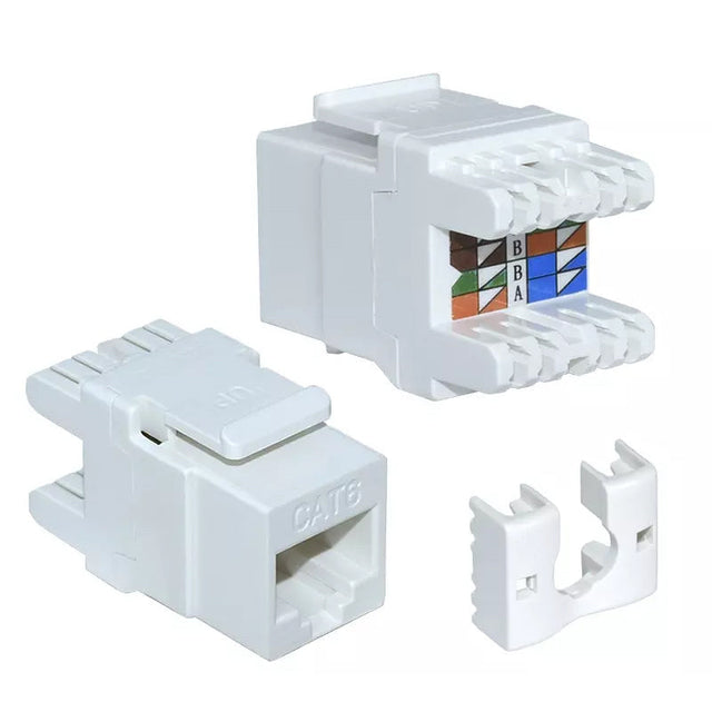 Keystone Jack Cat6A 180 Degree UTP 110 Punch Down White