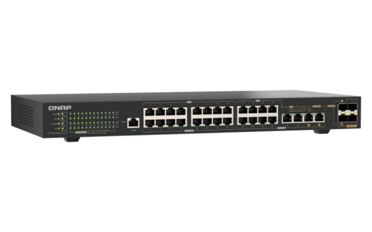 QNAP QSW-M2130P-2C2S26T network switch Managed L2 2.5G Ethernet (100/1000/2500) Power over Ethernet (PoE) 1U Black