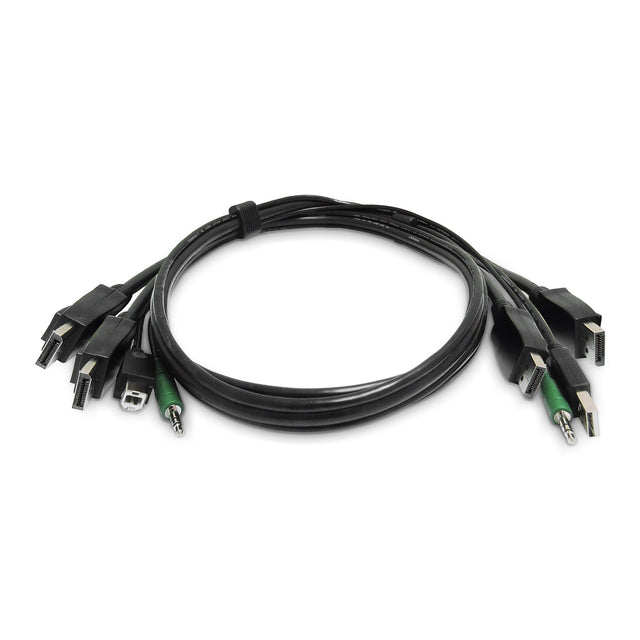 StarTech.com 6ft (1.8m) Dual-DisplayPort KVM Cable, 2x USB A to B, 3.5mm Audio, Universally Compatible Combo Cable for KVM Switches, TAA Compliant