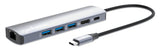 Manhattan USB-C Dock/Hub, Ports (x6): Ethernet, HDMI, USB-A (x3) and USB-C, with Power Delivery (PD) 100W- requires external USB-C charger (not included). USB powered (no external power supply required) when PD is not in use