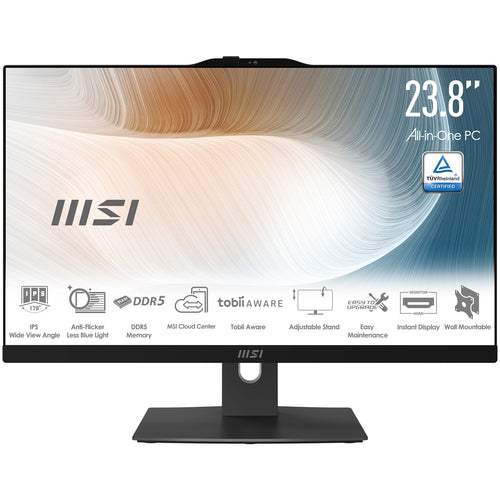 MSI Modern AM242TP 1M-1093US Intel Core 7 150U 60.5 cm (23.8") 1920 x 1080 pixels All-in-One PC 32 GB DDR5-SDRAM 1 TB SSD Windows 11 Home Wi-Fi 6E (802.11ax) Black