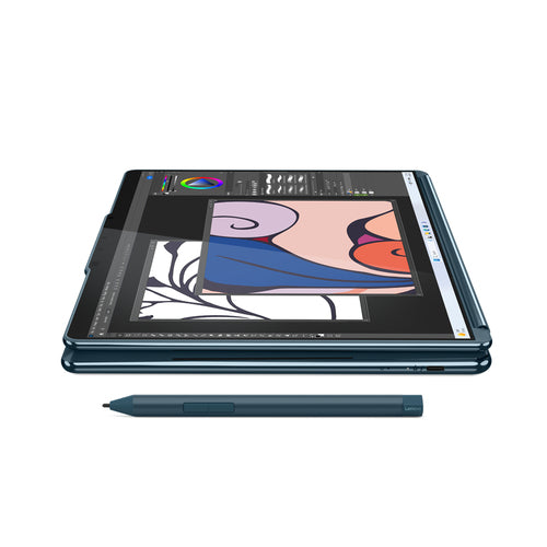 Lenovo Yoga Book 9 13IMU9 Intel Core Ultra 7 155U Hybrid (2-in-1) 33.8 cm (13.3") Touchscreen 2.8K 16 GB LPDDR5x-SDRAM 1 TB SSD Wi-Fi 6E (802.11ax) Windows 11 Home Teal English, French