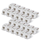 StarTech.com Cat6 Keystone Jack, 24-Pack RJ45 Ethernet Keystone Jacks, UTP Cat6 Wall Jack, 90-Degree 110 Punch Down, White