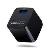 StarTech.com 12W One-Port USB-A Wall Charger, 1x USB-A, iPhone Pro/17/16, iPad, Samsung Galaxy, Portable USB Charger, USB Type A Wall Charger, Black