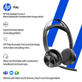 HP Poly Voyager Focus 2 USB-C-C Headset +USB-C/A Adapter +Charging Stand