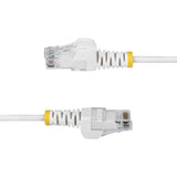 StarTech.com 6ft White Slim CAT6 Ethernet Cable, Snagless, 100W PoE, UTP, LSZH, 28AWG Pure Bare Copper Wire, Slim RJ45 Network Patch Cord w/Strain Reliefs, Individually Tested
