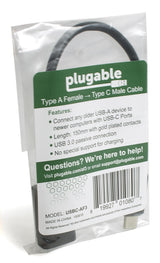 Plugable Technologies USB C to USB Adapter Cable with Driverless Technology, Enables Connection of USB Type C Laptop, Tablet, or Phone to a USB 3.0 Device (8 inch / 20 cm)