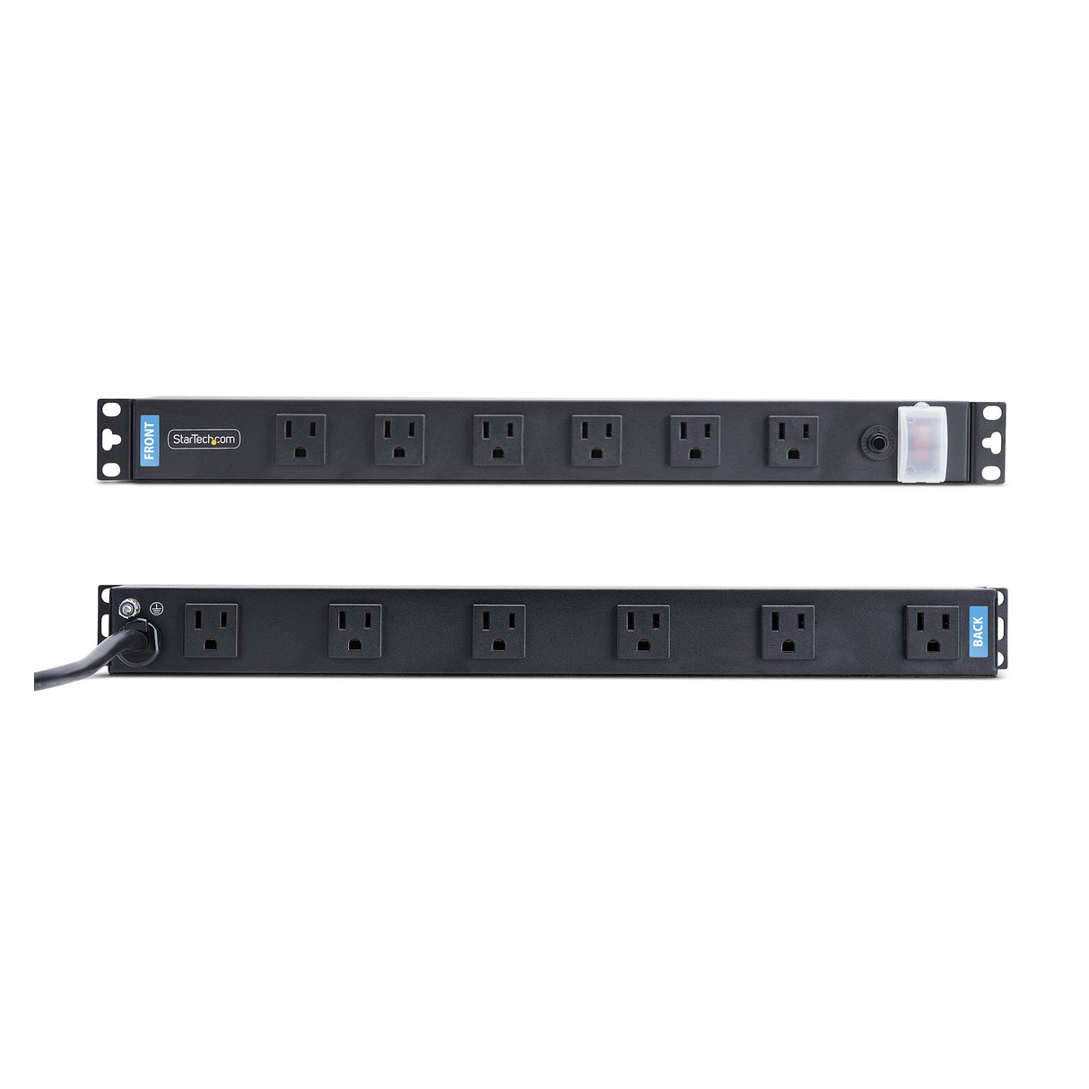 StarTech.com 12-Outlet Rackmount PDU, 1U Server Power Strip with Wide-Spaced Right-Angle Ports, Mounted Power Distribution Unit for 19-Inch Racks and Cabinets