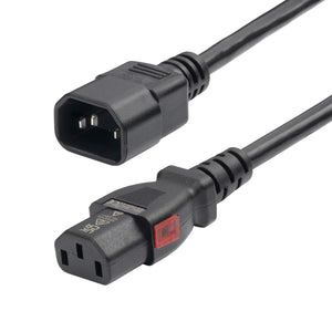 StarTech.com 10ft (3m) Power Extension Cord, PDU Style C14 to Locking C13, PDU Power Cord, 10A 250V, 18AWG, Power Extension Cable, TAA Compliant, UL Listed