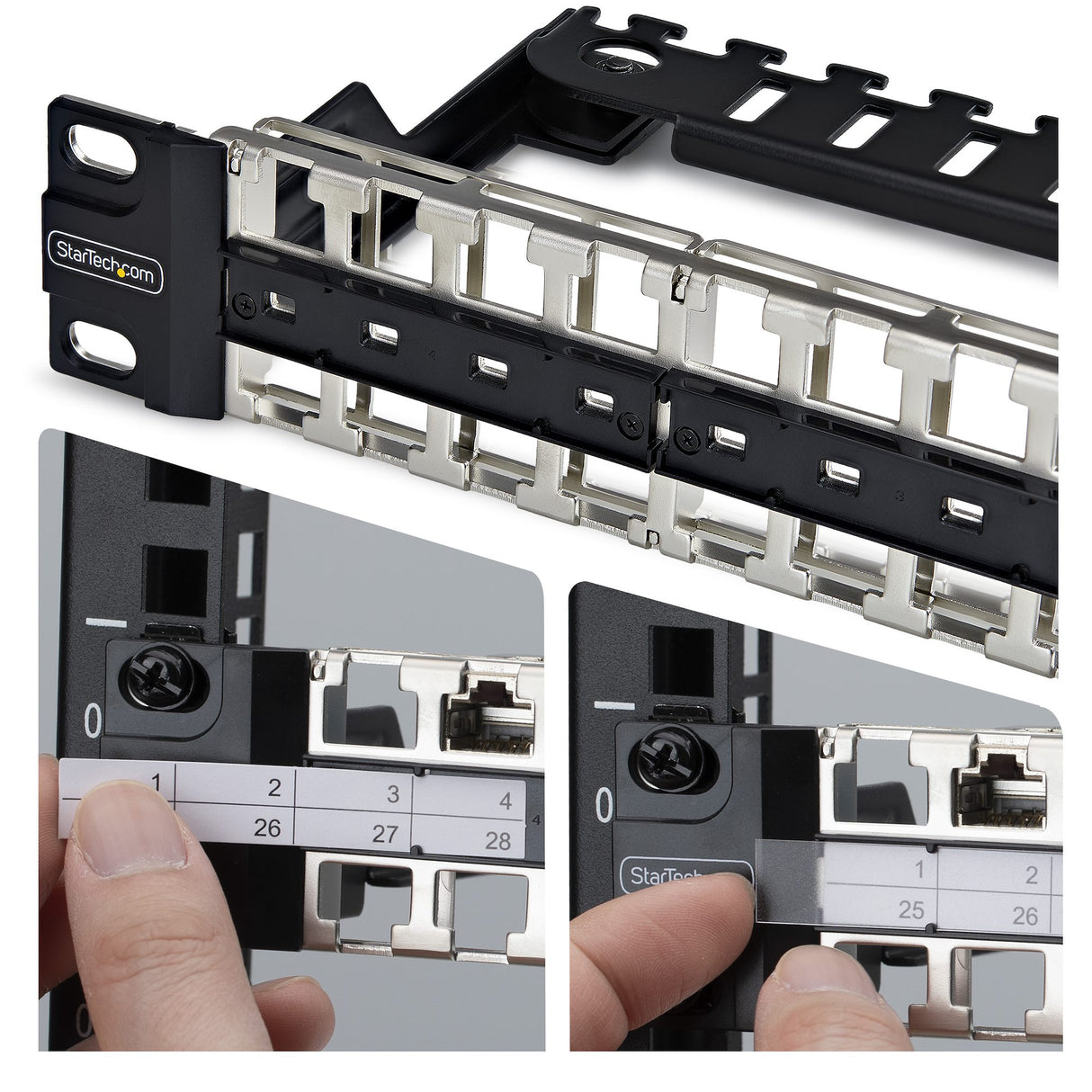 StarTech.com 48 Port 1U Blank Keystone Patch Panel with Cable Management Bar, Rackmount Cat6 Patch Panel for RJ45 STP Ethernet Network Jacks
