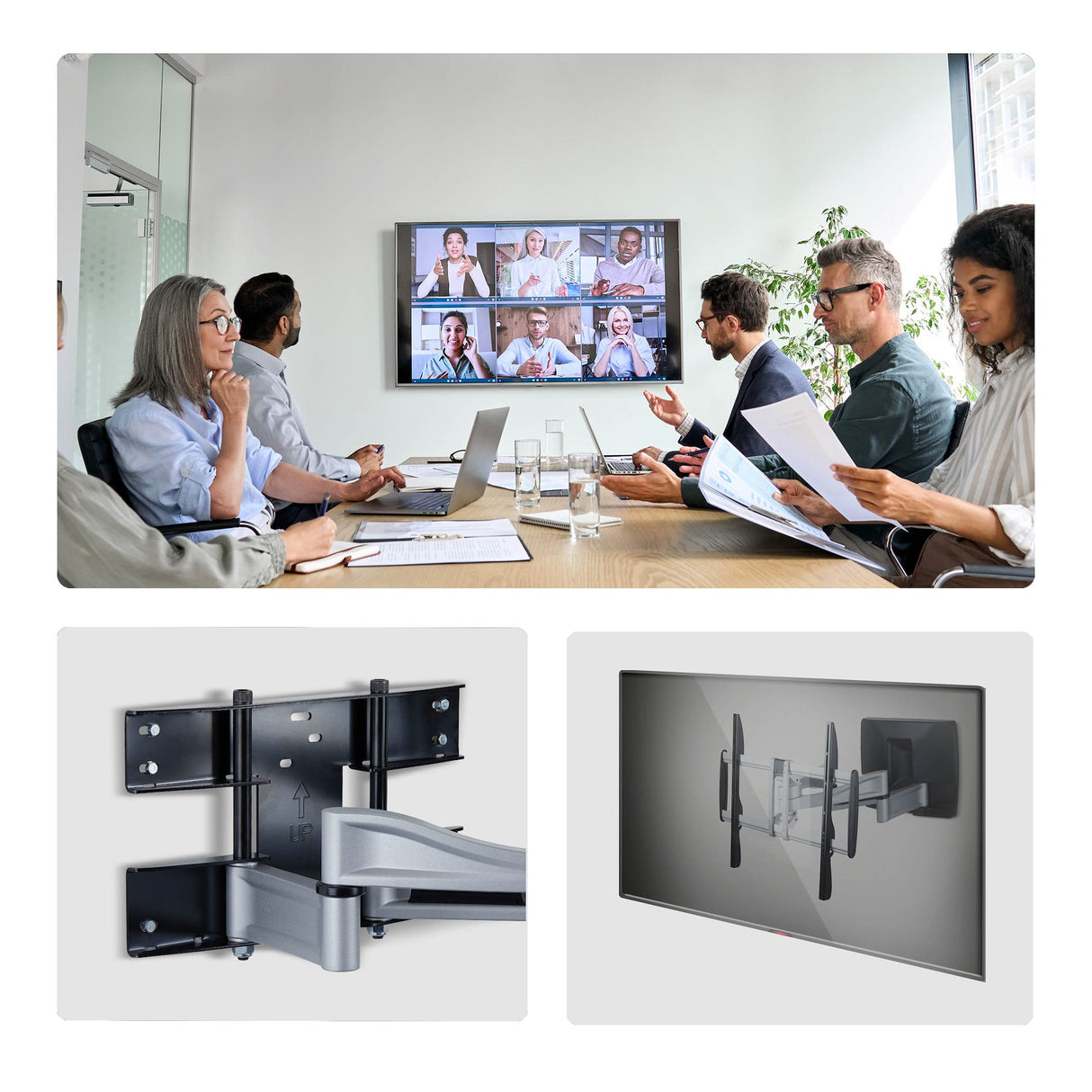 StarTech.com Heavy-Duty Articulating TV Wall Mount for up to 100-inch and 187.4lb/85kg Flat Screens, VESA 800x500, Low-Profile Bracket, TAA-Compliant