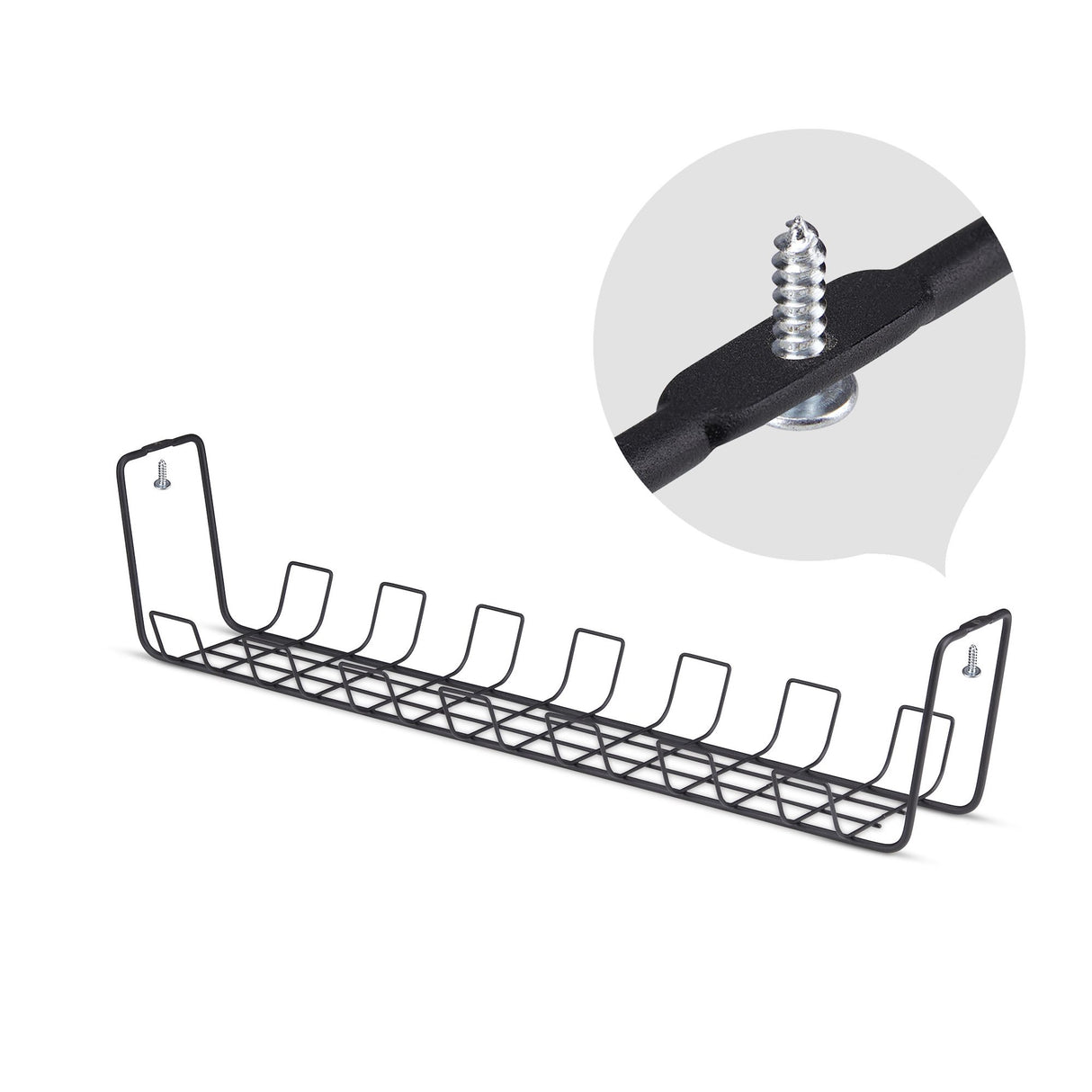 StarTech.com Under Desk Cable Management Tray, 24" Long, Metal Basket Style Cable Organizer, Screw-On Installation, Power Bar Holder, Metal, Black, TAA-Compliant