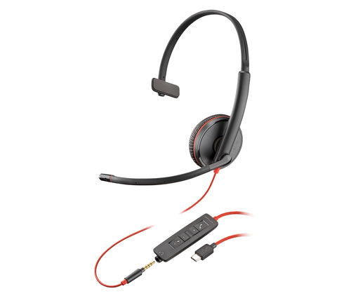 HP Poly Poly Blackwire C3215 Monaural Headset +Carry Case