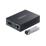 StarTech.com Single-Mode (SM) LC Fiber Media Converter for 10/100/1000 Networks, Standalone Gigabit Ethernet to Fiber Converter, 40km - TAA