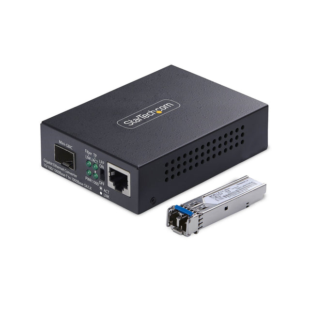 StarTech.com Single-Mode (SM) LC Fiber Media Converter for 10/100/1000 Networks, Standalone Gigabit Ethernet to Fiber Converter, 40km - TAA
