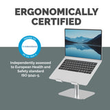 Fellowes Alumia Laptop Riser Desk Based Laptop Stand Max Size 15 inch Max Weight 5kg Silver