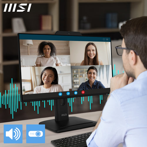 MSI Pro MP242PMG 23.8 Inch Monitor, FHD (1920 x 1080), 120Hz, IPS, 1ms, 1x HDMI 1.4b, 1x DP 1.2a, 1x D-Sub(VGA), 2xUSB 5Gbps Type-A, 1x USB 5Gbps Type-B, Built-in Speakers, Webcam, Anti-Glare, Anti-Flicker, Less Blue light, TÜV Certified, VESA...