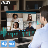 MSI Pro MP242PMG 23.8 Inch Monitor, FHD (1920 x 1080), 120Hz, IPS, 1ms, 1x HDMI 1.4b, 1x DP 1.2a, 1x D-Sub(VGA), 2xUSB 5Gbps Type-A, 1x USB 5Gbps Type-B, Built-in Speakers, Webcam, Anti-Glare, Anti-Flicker, Less Blue light, TÜV Certified, VESA...