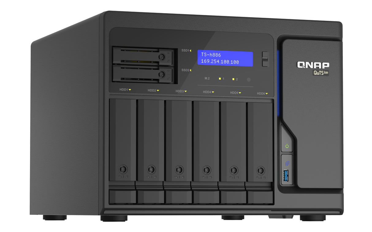 QNAP TS-h886 NAS Tower Intel® Xeon® D D-1602 8 GB DDR4 0 TB QuTS hero Black