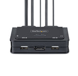 StarTech.com 2-Port USB-C Cable KVM Switch, 4K 60Hz DisplayPort Output, Compact KVM with 4ft/1.2m USB Type-C/Audio Integrated Cables, Bus Powered - Remote Push-Button/Hotkey Switching