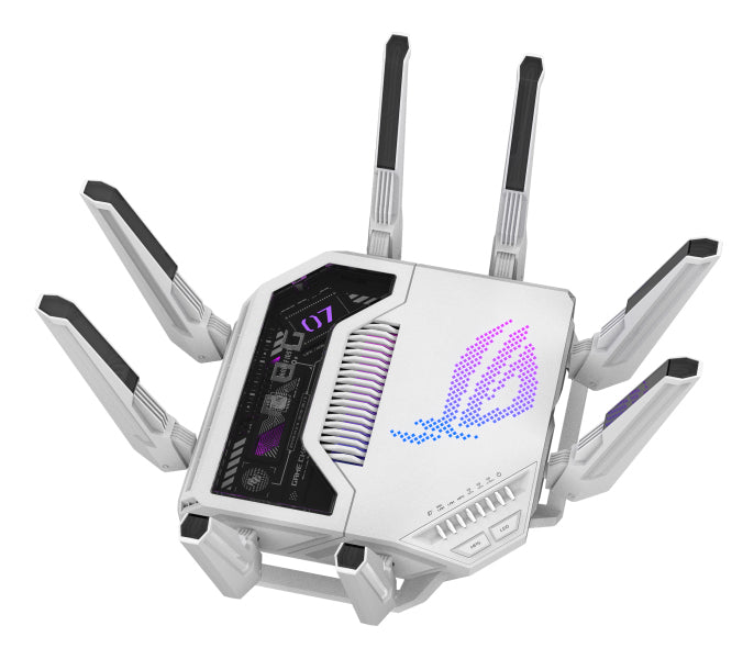 ASUS ROG Rapture GT-BE19000AI wireless router 10 Gigabit Ethernet Tri-band (2.4 GHz / 5 GHz / 6 GHz) White