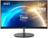 MSI Pro MP241CA 23.6 Inch Curved Monitor, 1500R, Full HD (1920 x 1080), 75Hz, VA, 4ms, FreeSync, HDMI, DiplayPort, Built-in Speakers, Anti-Glare, Anti-Flicker, Less Blue light, TÜV Certified, VESA, Kensington, Black