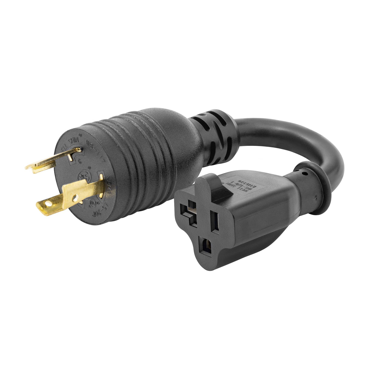 StarTech.com 6in (15cm) Heavy Duty Power Cord, NEMA L5-20P to NEMA 5-20R, Black Adapter Cord, 20A 125V, 12AWG, Heavy Gauge Plug Converter Cable, TAA Compliant, UL Listed