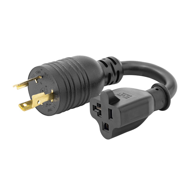 StarTech.com 6in (15cm) Heavy Duty Power Cord, NEMA L5-20P to NEMA 5-20R, Black Adapter Cord, 20A 125V, 12AWG, Heavy Gauge Plug Converter Cable, TAA Compliant, UL Listed