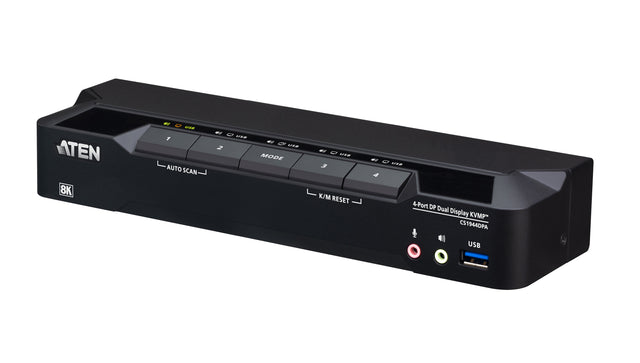 ATEN 4-Port USB 3.0 8K DisplayPort Dual-Display KVMP™ Switch (Cables included)