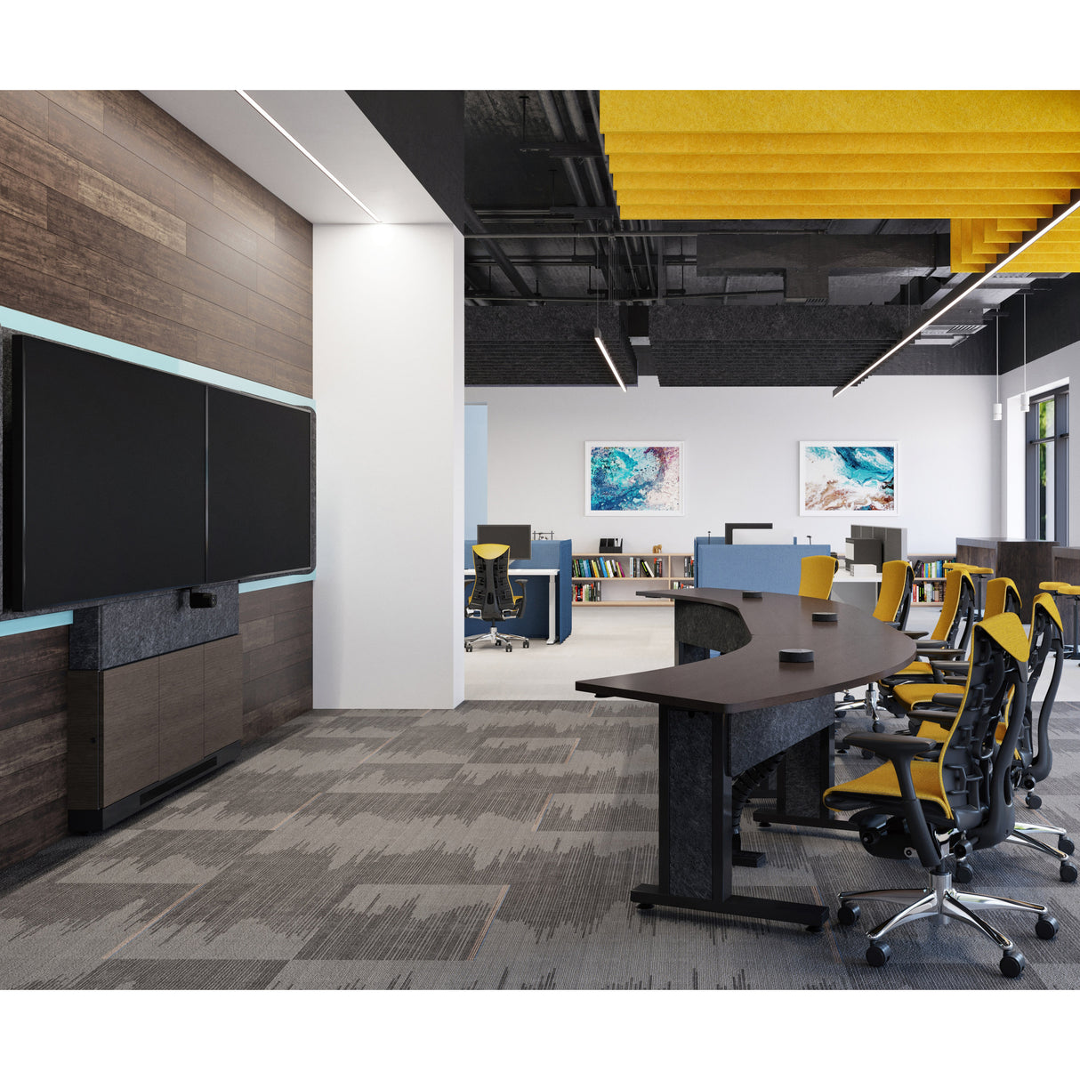 Middle Atlantic ForumTM Floor-to-Wall Mounted 66" (3 Bay) Display Stand for (2) 50" to 55" Displays, Dark Colorway