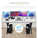 StarTech.com 4-Port KM Switch with Mouse Switching, USB Switch for Keyboard/Mouse, 3.5mm/USB Audio, Peripheral Sharing for 4 Computers, TAA Compliant
