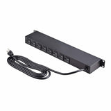 StarTech.com 8-Outlet Horizontal Rack Mount PDU, 1U Power Strip, Individual Outlet On/Off Switches w/Covers, 15A Circuit Breaker, 8ft/2.4m Cord, NEMA 5-15P/R, TAA
