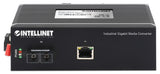 Intellinet Industrial Gigabit Media Converter 10/100/1000Base-TX to 1000Base-LX (SC) Single-mode, 20 km (12.4 mi.), IP40-rated Metal Housing, DIN-Rail Mount