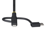 StarTech.com 3.3ft (1m) Rugged USB Multi Charging Cable, USB to Lightning/Micro-USB/Type-C, Apple MFi Certified, Aramid Jacket, Universal 3-in-1 USB Charger Cord for iPhone/iPad/Android