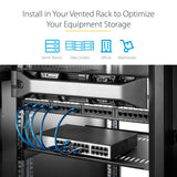 StarTech.com 2-Pack 1U Server Rack Shelf, Vented Rackmount Cantilever Tray for 19" Network Rack or Cabinet, Heavy-Duty 10" (25cm) Deep, Up to 44lb (20kg) Each