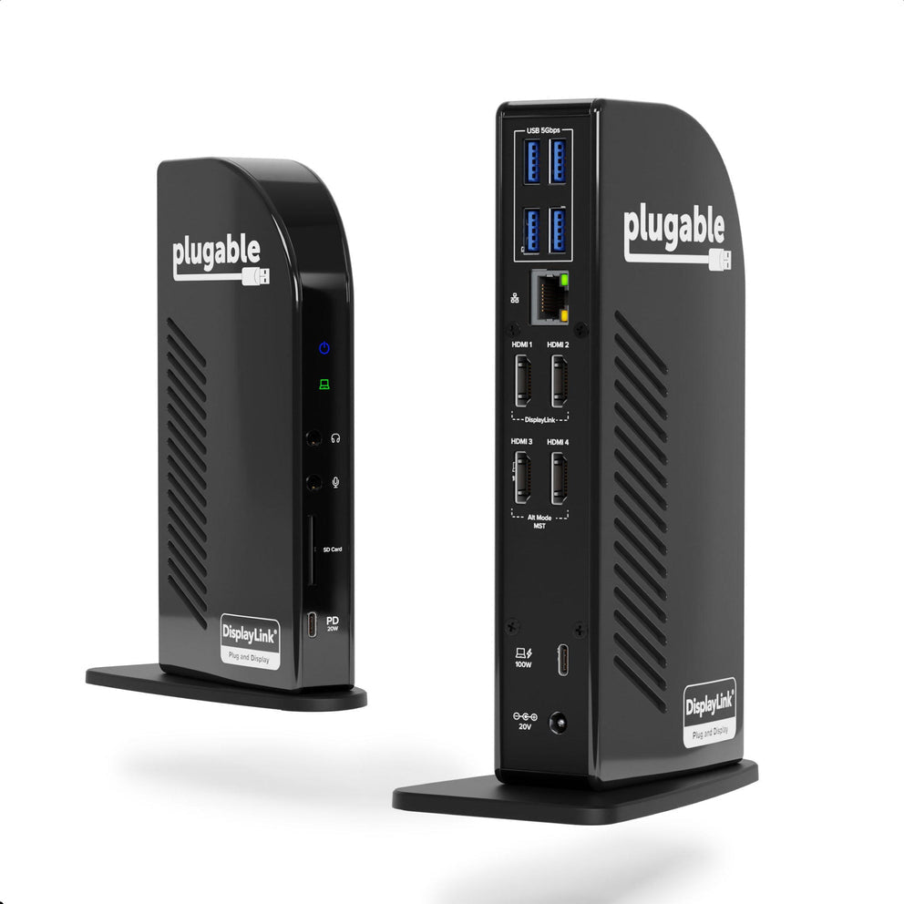 Plugable Technologies UD-3900C4 laptop dock/port replicator Wired USB 3.2 Gen 2 (3.1 Gen 2) Type-C Black