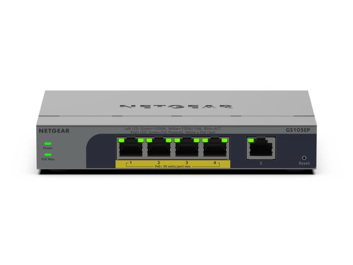 NETGEAR GS105EP Unmanaged Gigabit Ethernet (10/100/1000) Power over Ethernet (PoE) Grey