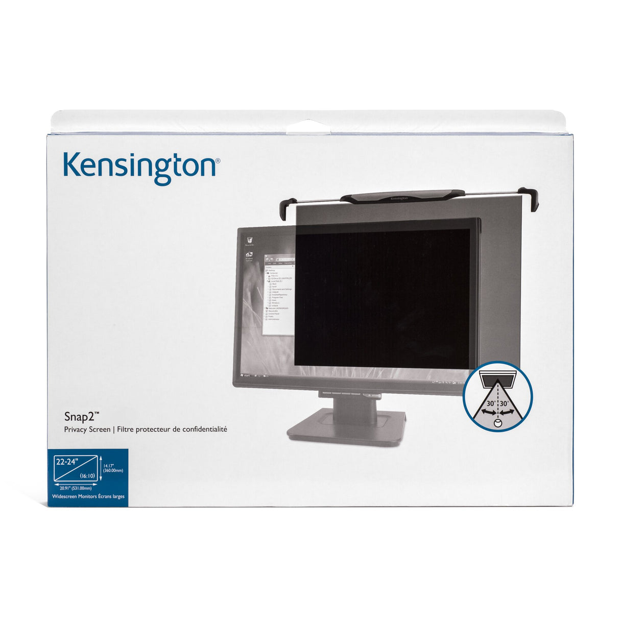 Kensington FS240 Snap2 Privacy Screen for 22”-24” Widescreen Monitors— Black