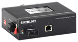 Intellinet Industrial Gigabit Media Converter 10/100/1000Base-TX to 1000Base-LX (SC) Single-mode, 20 km (12.4 mi.), IP40-rated Metal Housing, DIN-Rail Mount